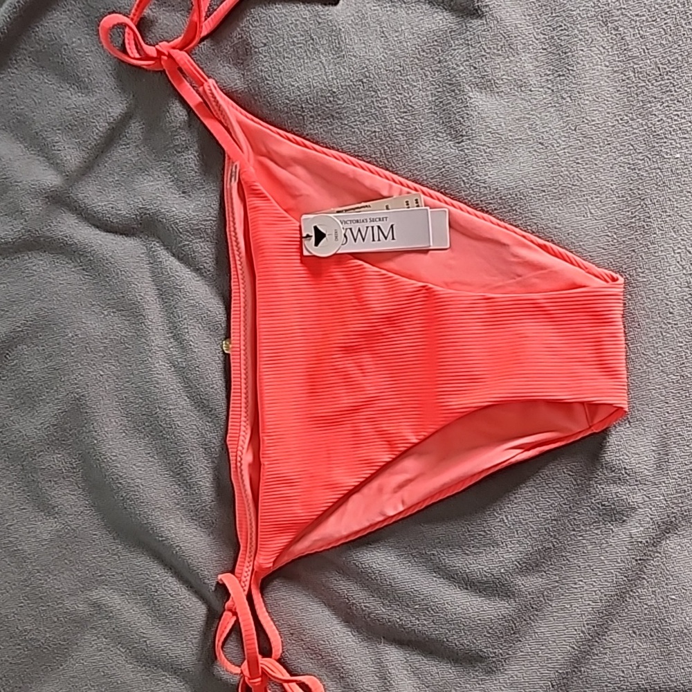 NWT Victoria secret string bikini swimsuit bottom Medium. Coral